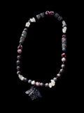 Moth pendant made with glass beads and clear quartz stone beads 