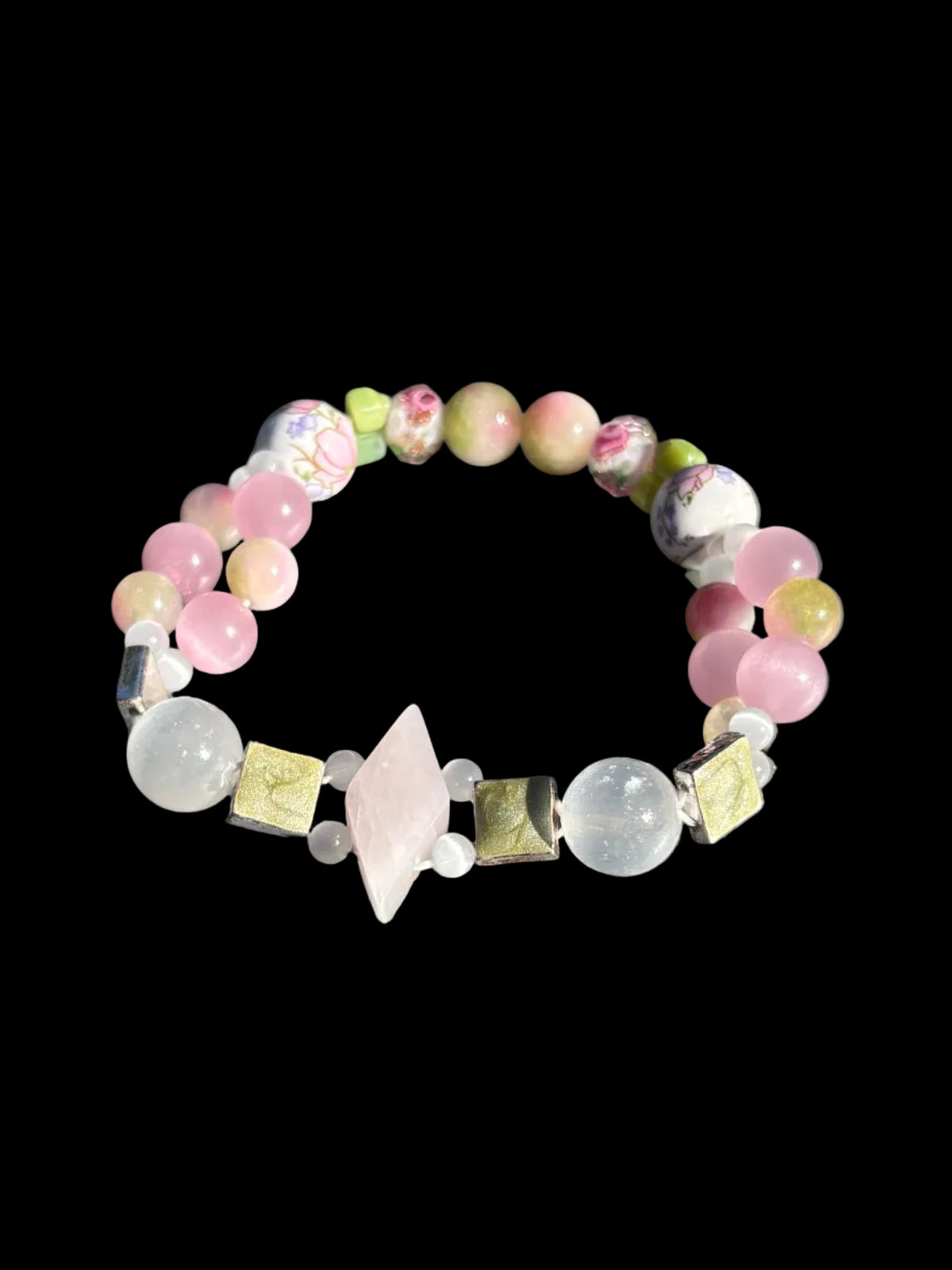 rose quartz and selenite bracelet 